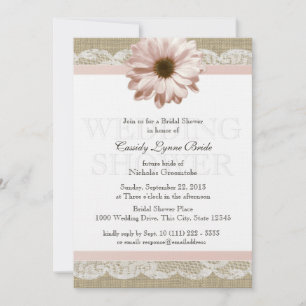 Invitation Blush Daisy Country Lace Wedding shower