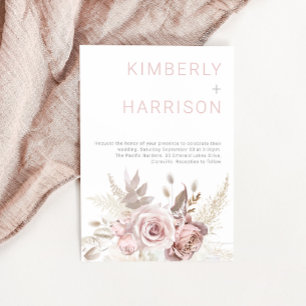 Invitation Blush Dreams : Mariage Rose moderne Boho Blush
