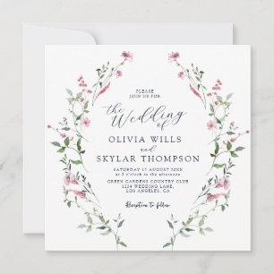 Invitation Blush Dusty Rose Fleurs sauvages Jardin Boho Maria
