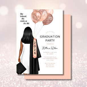Invitation Blush Elle Croyait Qu'Elle Pourrait Fête De Gradua