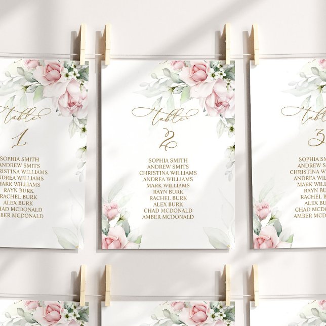 Invitation Blush & Eucalyptus Tableau Numéro 2 Tableau de siè (Créateur téléchargé)
