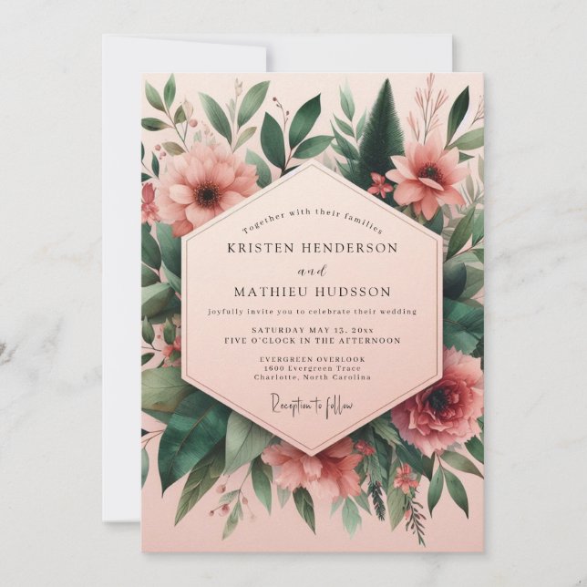 Invitation Blush Floral Assemblage Wedding (Devant)
