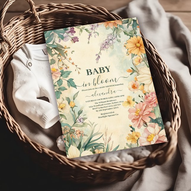 Invitation Blush Floral Baby in Bloom Baby shower (Créateur téléchargé)