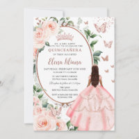 Blush Floral Brown Princess Rose Gold Quinceañera