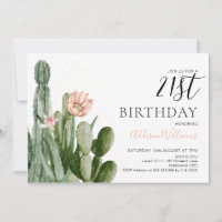 Blush Floral Cactus Succulents 21e anniversaire 