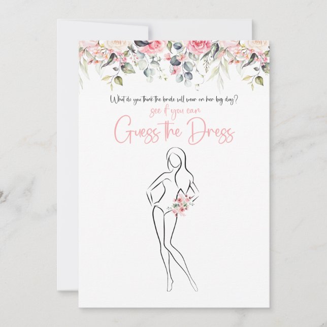 Invitation Blush Floral Devinez La Fête des mariées Robe Jeu (Devant)