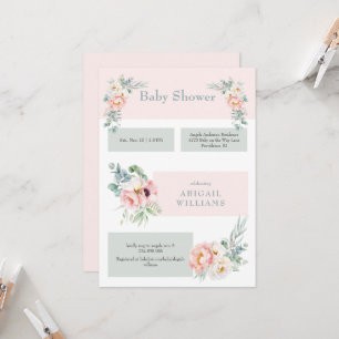 Invitation Blush Floral Eucalyptus Baby shower