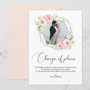 Invitation Blush Floral Géométrique Changement De Plans Élite