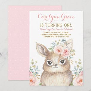 Invitation Blush Floral Lapin Lapin Lapin Lapin 1er Anniversa