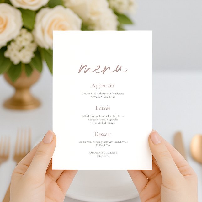 Invitation Blush Floral Minimalist Wedding Menu Card (Créateur téléchargé)