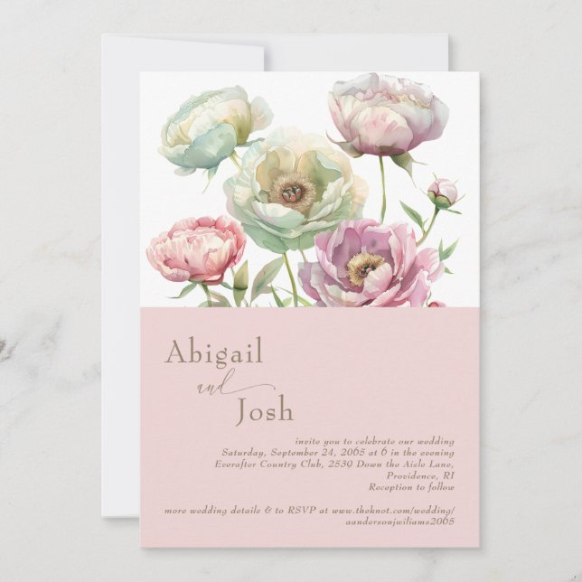Invitation Blush Floral Peonies (Devant)