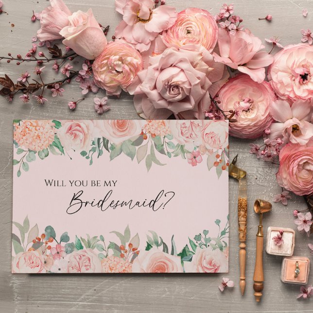 Invitation Blush Floral rose Mariage Bridesmaid Proposition (Créateur téléchargé)