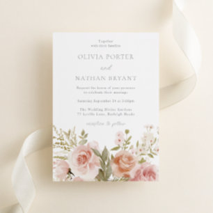 Invitation Blush Floral Roses Élégant mariage