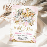 Blush Gold Boho Safari Animaux sauvages Un Anniver