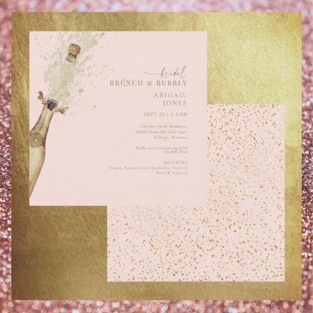 Invitation Blush & Gold Bridal Brunch & Bubbly Champagne (Créateur téléchargé)