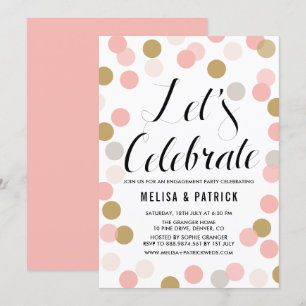 Invitation Blush & Gold Confetti Pois