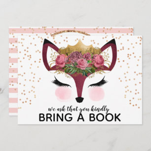 Invitation Blush & Gold Fox Princess Apportez Un Livre