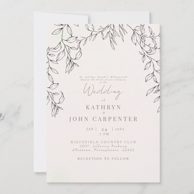 Invitation Blush Gold Texte Folide Mariée Parents Mariage (Devant)