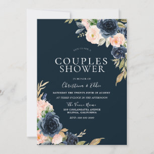 Invitation Blush & Navy Élégant Mariage Moderne Couple