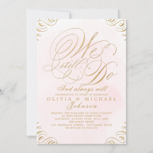 Invitation Blush or élégant calligraphie vintage NOUS TOUJOUR
