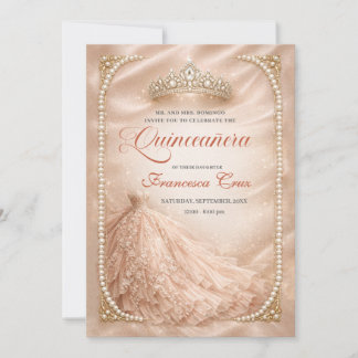 Invitation Blush & Pearl Royal Tiara quinceanera 