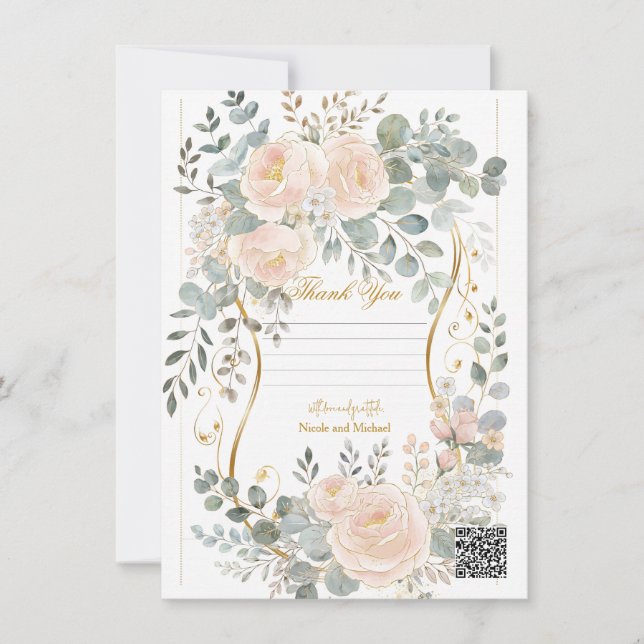 Invitation Blush Peony & Eucalyptus Botanical Floral Wedding  (Devant)