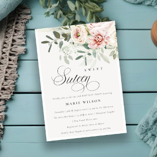 Invitation Blush Peony Eucalyptus Foliage Seize Anniversaire