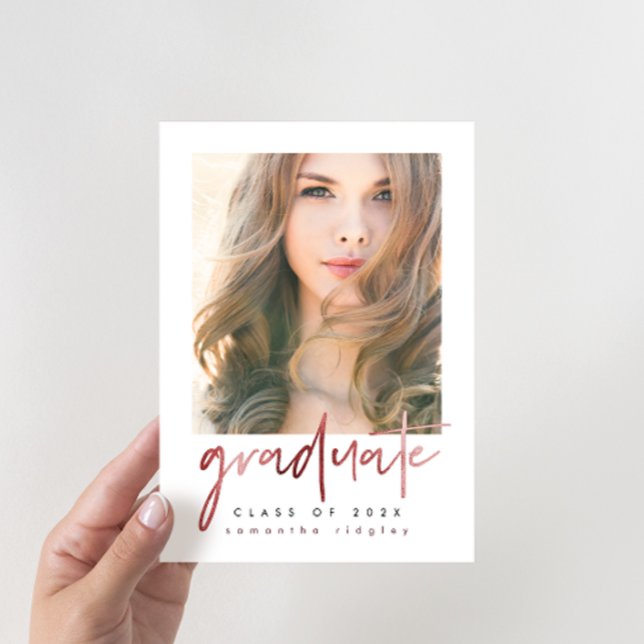 Invitation Blush Photo Graduation Party avec typographie (Créateur téléchargé)