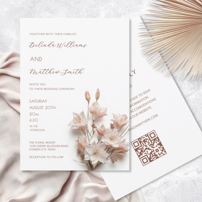 Invitation Blush Pink 3D Floral Modern (Créateur téléchargé)