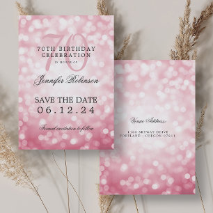 Invitation Blush Pink Bokeh 70e anniversaire Enregistrer la d