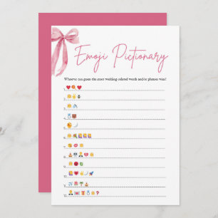 Invitation Blush Pink Bow Fête des mariées Emoji Pictionary J