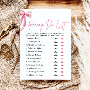 Invitation Blush Pink Bow Honey Do Liste Fête des mariées Jeu