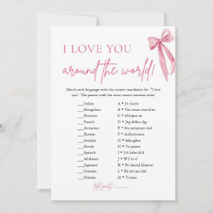 Invitation Blush Pink Bow I Love You Around World Jeu