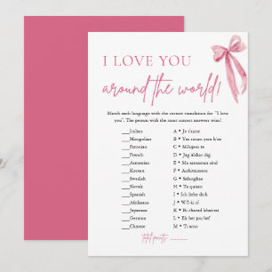 Invitation Blush Pink Bow I Love You Around World Jeu