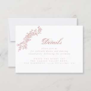 Invitation Blush Pink Détails Fiche d'information, Détails de