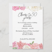 Blush pink floral birthdayInvitation