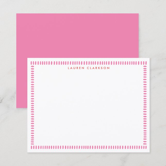 Invitation Blush Pink Hand Painted Stripe Border Note card (Devant / Derrière)