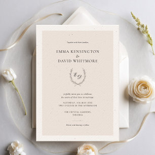 Invitation Blush Pink Laurel Wreath Mariage élégant