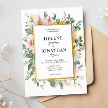 Blush Pink Pastel Floral Garden Mariage élégant