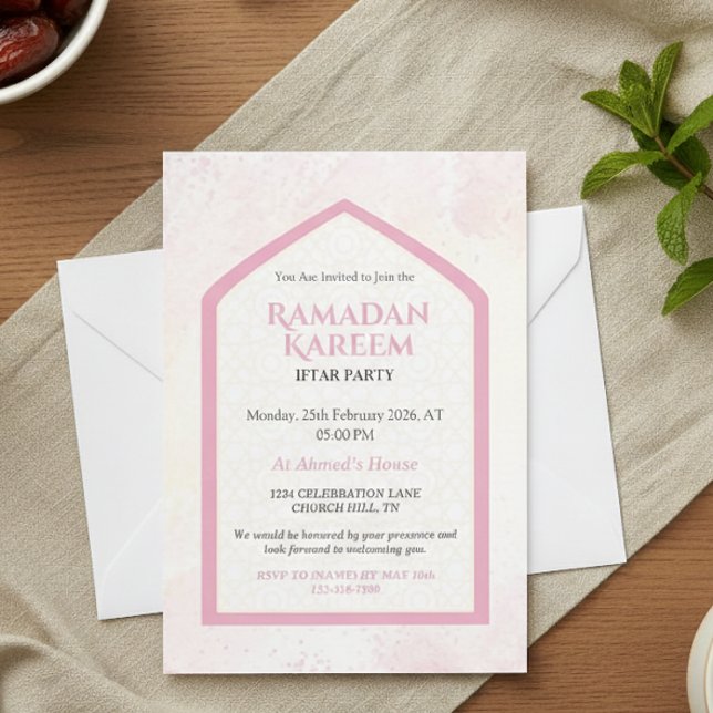 Invitation Blush Pink Personalized Ramadan Kareem Iftar  (Créateur téléchargé)