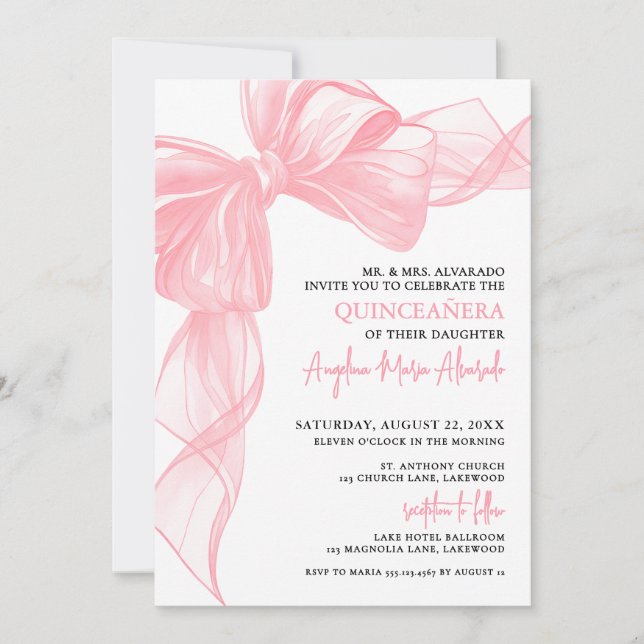 Invitation Blush Pink Quinceanera (Devant)