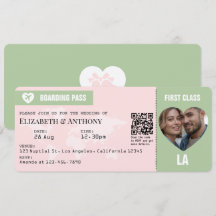 Blush Pink & Sage Green Boarding Pass Wedding