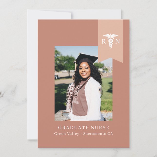 Invitation Blush RN Photo Nurse Graduation (Devant)