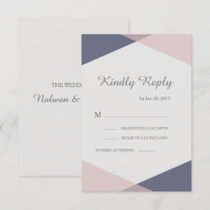 Invitation Blush rose bleu géométrique élégant mariage rsvp