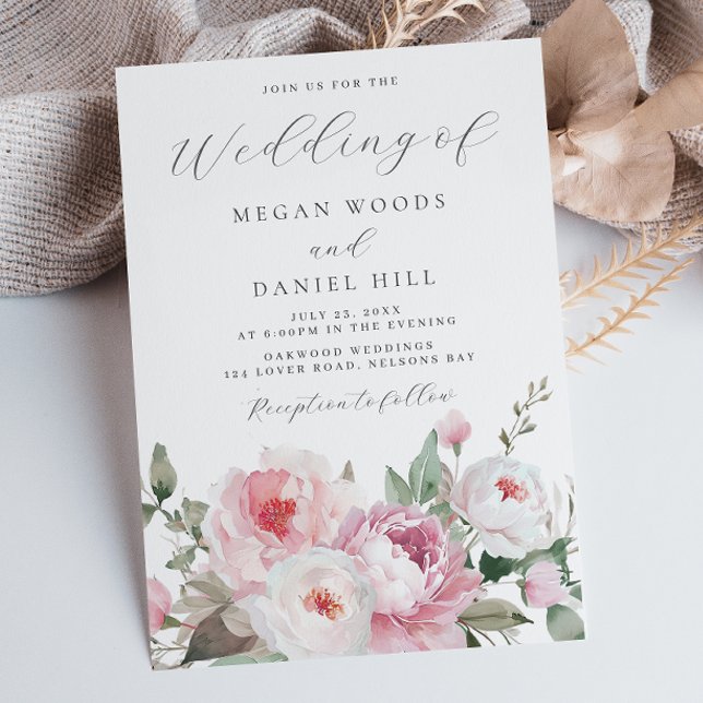 Invitation Blush & Rose Botanique Mariage Floral (Créateur téléchargé)