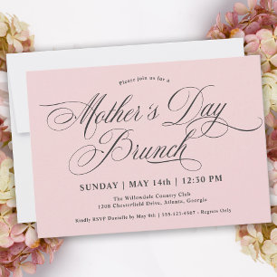 Invitation Blush rose calligraphie Fête des Mères Brunch