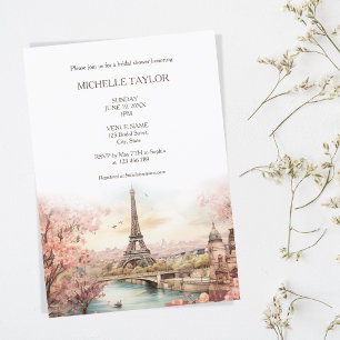 Invitation BLush rose Destination Mariage Paris Tour Eiffel