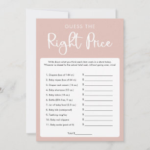 Invitation Blush rose Devinez le bon jeu de baby shower de pr