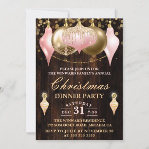 Invitation Blush Rose et Baies Dorées Soirée de Noël