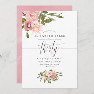 Invitation Blush rose et Rose Gold 30e fête d'anniversaire